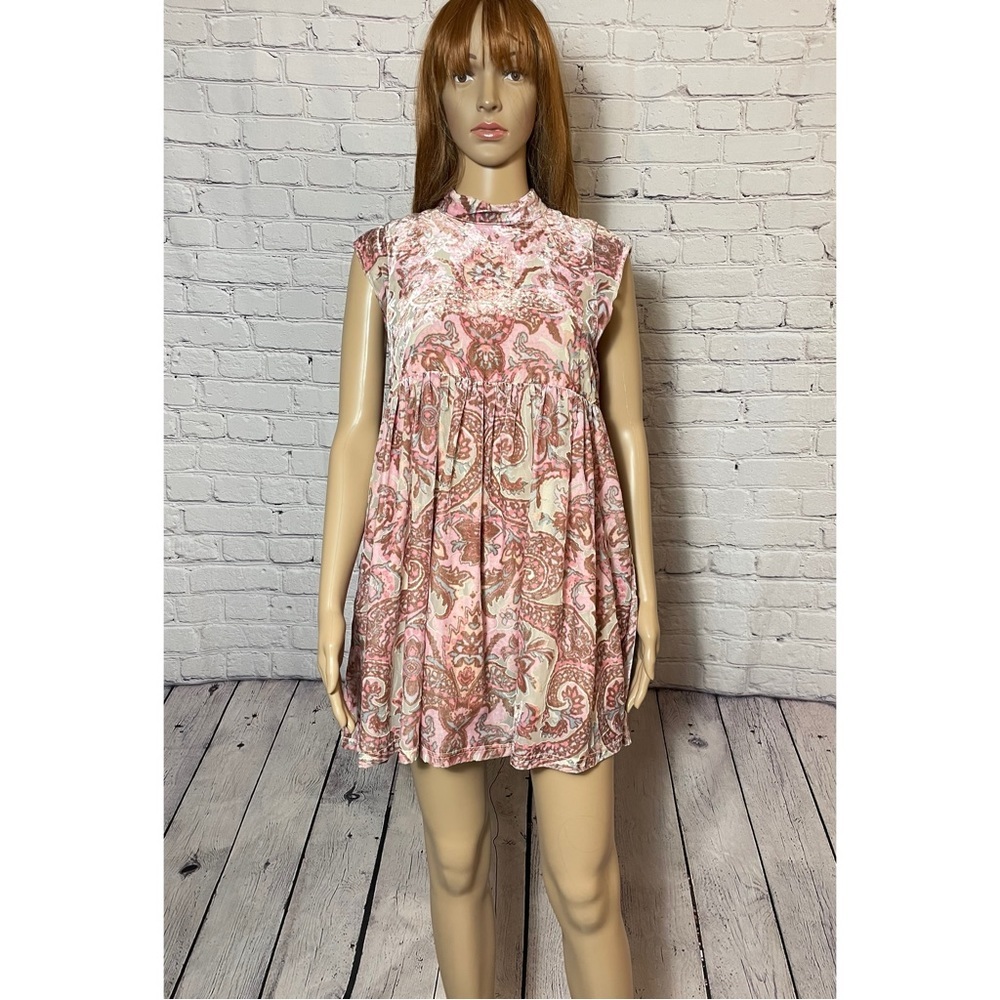 New Free People All the Time Velvet Petal Combo Mini Dress Size XS - Picture 3 of 15